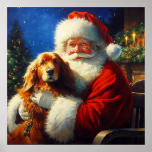Weihnachtsmann mit Hunden 4 Poster