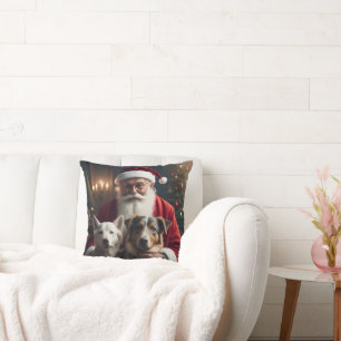 Weihnachtsmann mit Hunden Wurfkissen Kissen