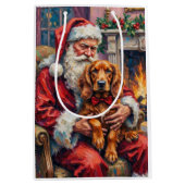 Weihnachtsmann mit Irisch-Rotem Setter Weihnachtsk Mittlere Geschenktüte (Vorderseite)