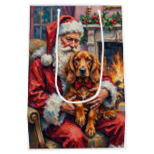 Weihnachtsmann mit Irisch-Rotem Setter Weihnachtsk Mittlere Geschenktüte (Rückseite)
