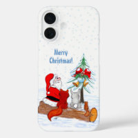 Weihnachtsmann mit Kaninchen Fuchs und Eichhörnche