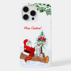 Weihnachtsmann mit Kaninchen Fuchs und Eichhörnche iPhone 15 Pro Max Hülle