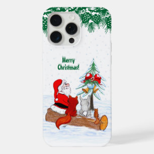 Weihnachtsmann mit Kaninchen Fuchs und Eichhörnche iPhone 15 Pro Max Hülle