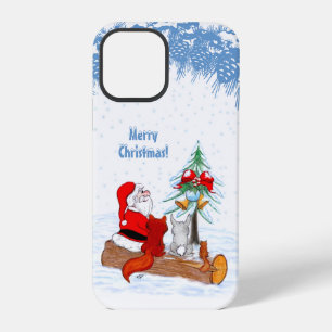 Weihnachtsmann mit Kaninchen Fuchs und Eichhörnche iPhone 12 Pro Hülle