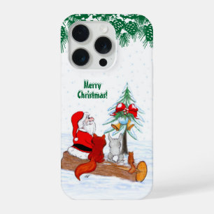 Weihnachtsmann mit Kaninchen Fuchs und Eichhörnche iPhone 15 Pro Hülle