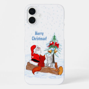 Weihnachtsmann mit Kaninchen Fuchs und Eichhörnche iPhone 16 Plus Hülle