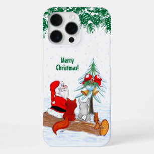 Weihnachtsmann mit Kaninchen Fuchs und Eichhörnche iPhone 16 Pro Max Hülle