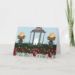 Weihnachtsmann mit Kerze, Pinecones, Ornamente Karte