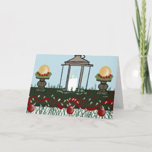 Weihnachtsmann mit Kerze, Pinecones, Ornamente Karte