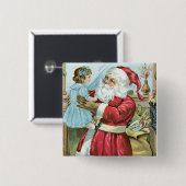 Weihnachtsmann mit Kind im Vintage-Stil Button (Vorne & Hinten)