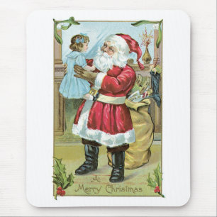 Weihnachtsmann mit Kind im Vintage-Stil Mousepad