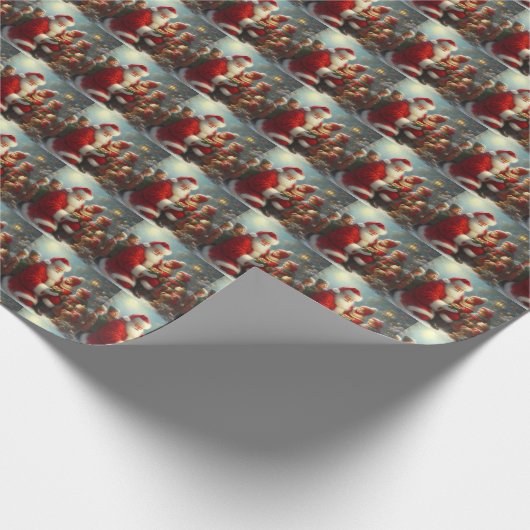 Weihnachtsmann mit Kindern 2 Geschenkpapier (Ecke)
