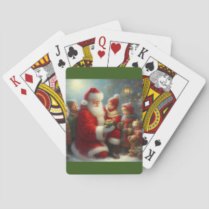 Weihnachtsmann mit Kindern 2 Spielkarten