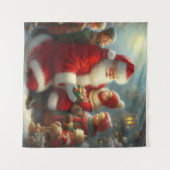 Weihnachtsmann mit Kindern 2 Wandteppich (Vorderseite (Horizontal))