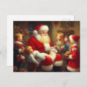 Weihnachtsmann mit Kindern 3 Feiertagspostkarte (Vorne/Hinten)