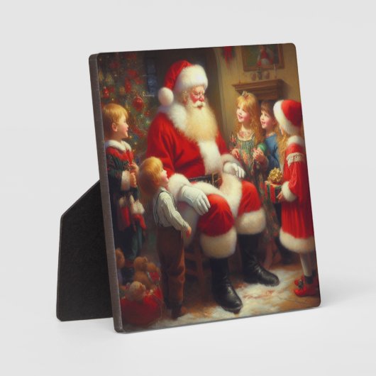 Weihnachtsmann mit Kindern 3 Fotoplatte (Vorderseite)