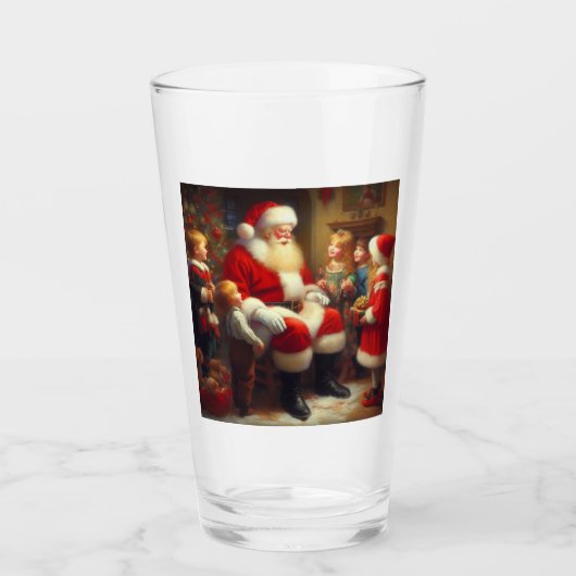 Weihnachtsmann mit Kindern 3 Glas (Vorderseite)