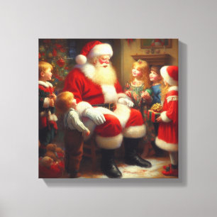 Weihnachtsmann mit Kindern 3 Leinwanddruck