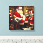 Weihnachtsmann mit Kindern 3 Leinwanddruck (Insitu (Holzboden))