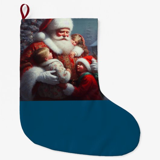 Weihnachtsmann mit Kindern 4 Großer Weihnachtsstrumpf (Vorderseite)