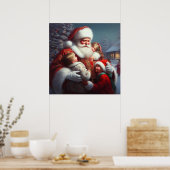 Weihnachtsmann mit Kindern 4 Poster (Küche)