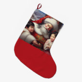 Weihnachtsmann mit Kindern 5 Großer Weihnachtsstrumpf (Vorderansicht (hängend))