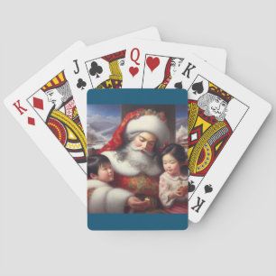 Weihnachtsmann mit Kindern 5 Spielkarten
