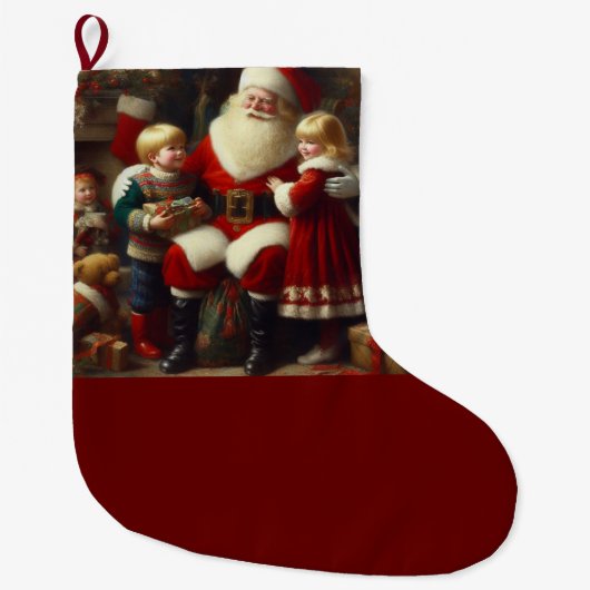 Weihnachtsmann mit Kindern 6 Großer Weihnachtsstrumpf (Vorderseite)
