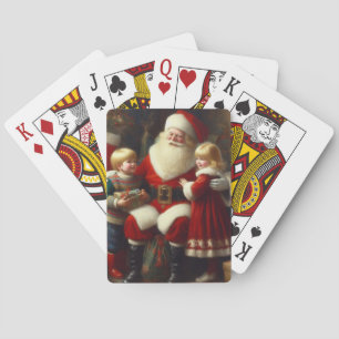 Weihnachtsmann mit Kindern 6 Spielkarten
