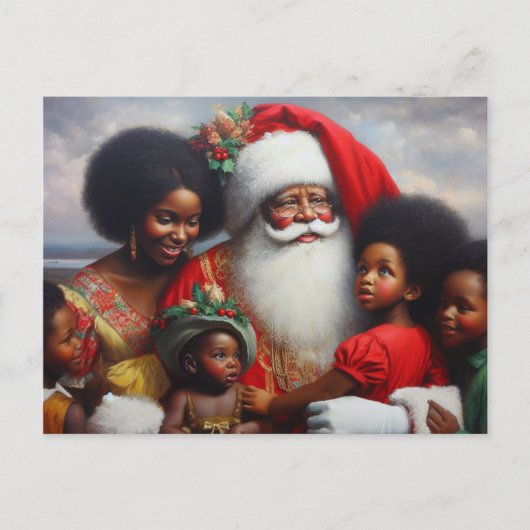 Weihnachtsmann mit Kindern 7 Feiertagspostkarte (Vorderseite)