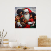 Weihnachtsmann mit Kindern 7 Poster (Küche)