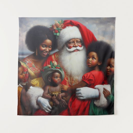 Weihnachtsmann mit Kindern 7 Wandteppich (Vorderseite)
