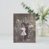 Weihnachtsmann mit Kindern, Christbaum, Vintag Postkarte (Stehend Vorderseite)
