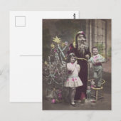 Weihnachtsmann mit Kindern, Christbaum, Vintag Postkarte (Vorne/Hinten)
