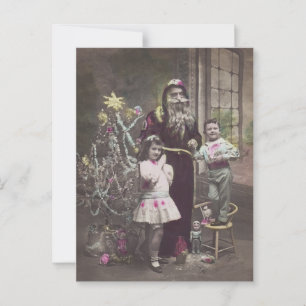 Weihnachtsmann mit Kindern, Weihnachtsbaum, vintag Postkarte