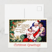 Weihnachtsmann mit Kindern, Weihnachtsgrüße im Jah Postkarte (Vorne/Hinten)