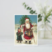 Weihnachtsmann mit kleinen Mädchen, frohe Weihnach Postkarte (Stehend Vorderseite)
