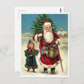 Weihnachtsmann mit kleinen Mädchen, frohe Weihnach Postkarte (Vorne/Hinten)