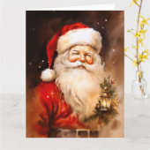 Weihnachtsmann mit Laterne Karte (Gelbe Blume)