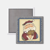 Weihnachtsmann mit Lebkuchen Weihnachtsmagnet Magnet (Vorderseite/Rückseite)