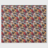 Weihnachtsmann mit Lhasa Apso Weihnachtskunst Geschenkpapier (Flach)