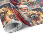 Weihnachtsmann mit Lhasa Apso Weihnachtskunst Geschenkpapier (Rolleneckpunkt)