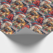 Weihnachtsmann mit Lhasa Apso Weihnachtskunst Geschenkpapier (Ecke)