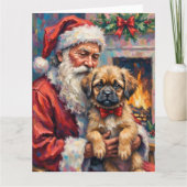 Weihnachtsmann mit Lhasa Apso Weihnachtskunst Karte (Vorderseite)
