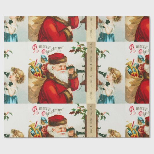 Weihnachtsmann mit Mädchen Geschenkpapier (Flach)