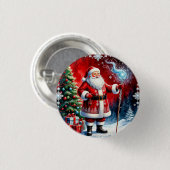 Weihnachtsmann mit magischem Stab Button (Vorne & Hinten)