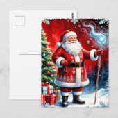 Weihnachtsmann mit magischem Stab Postkarte (Vorne/Hinten)