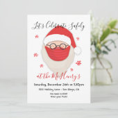 Weihnachtsmann mit Maske Soziale Distanzierung Wei Einladung (Stehend Vorderseite)