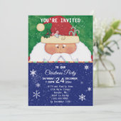 Weihnachtsmann mit Maus - Weihnachtsfest - Party Einladung (Stehend Vorderseite)