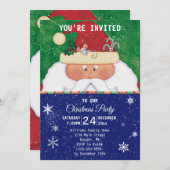 Weihnachtsmann mit Maus - Weihnachtsfest - Party Einladung (Vorne/Hinten)